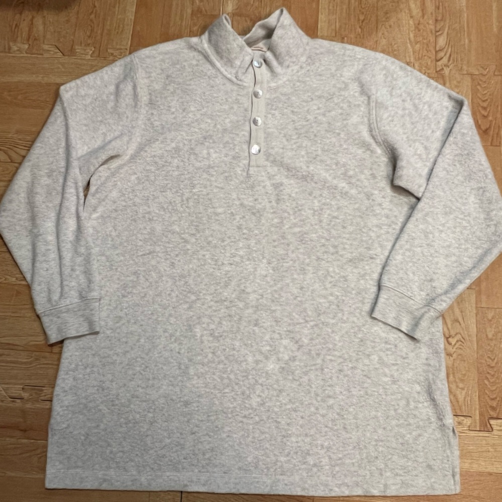 Soft Surroundings Gray Cozy Tunic Sweater Medium Button Neck Soft Knit